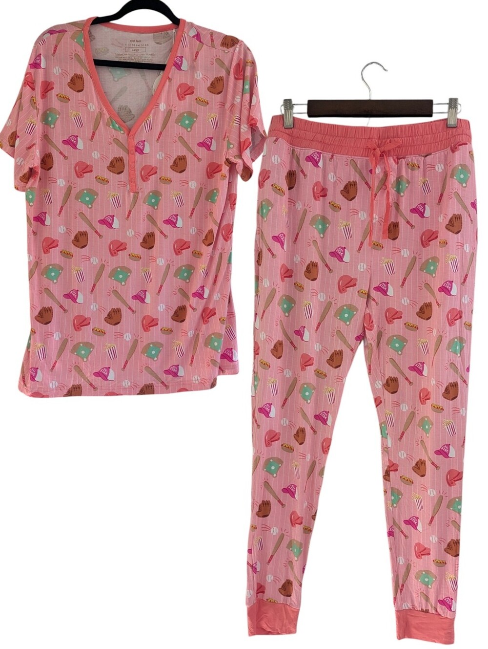 Little Sleepies Pink All Stars Baseball Print Pajama Set